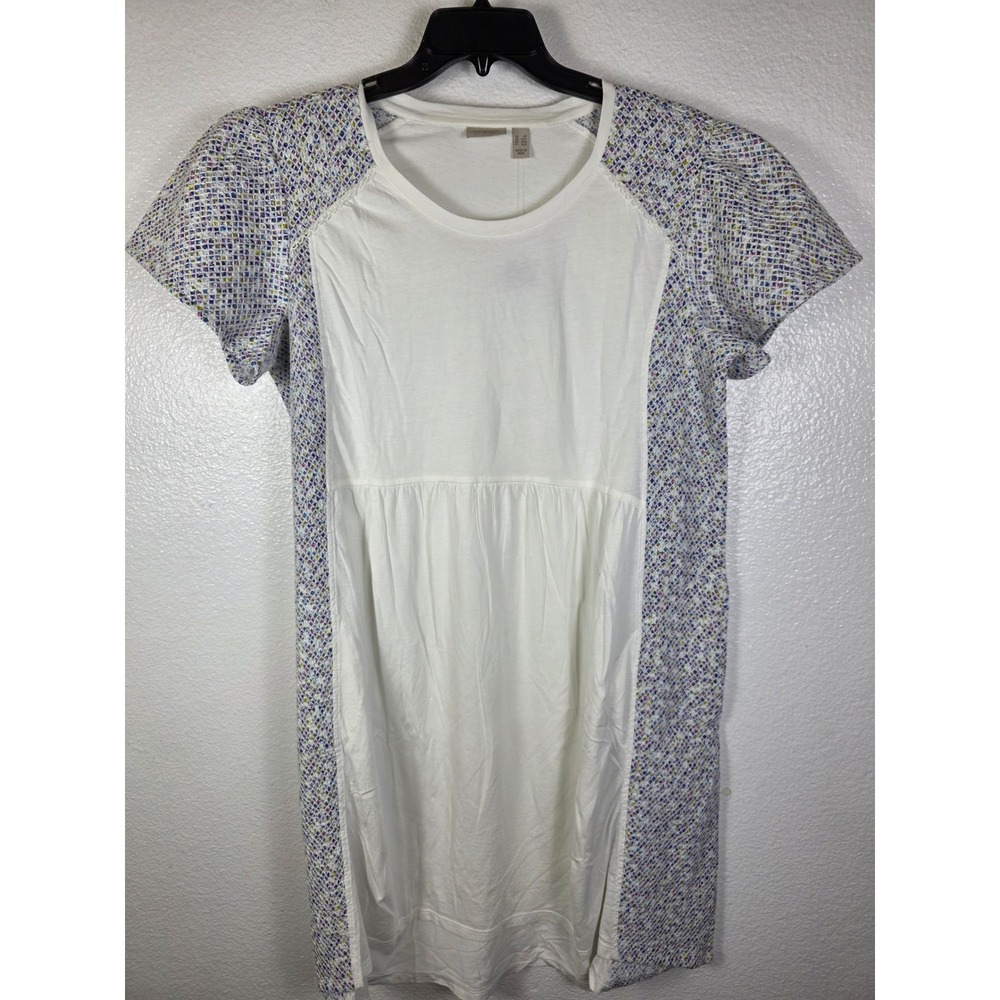 LOGO Lori Goldstein Mixed Media Eyelet Tunic Top White Multi‎ Color LP Womens